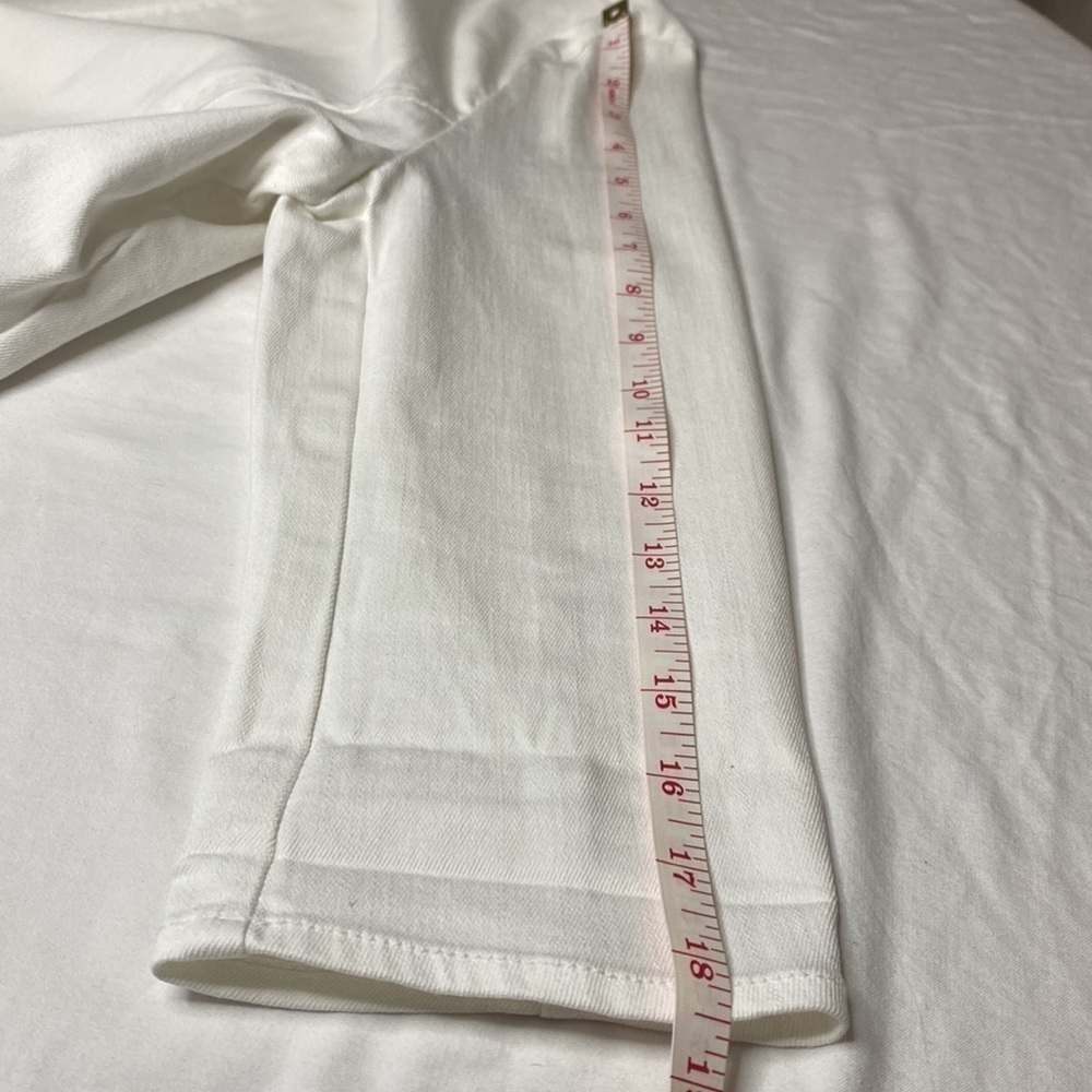 New Directions Petite White Jean Blazer w/ Zipper Accents Size Petite L - Picture 8 of 10